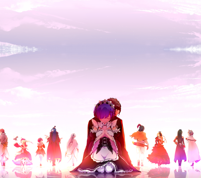 Anime characters sky background clouds #15 free wallpaper for tablet - medium preview image