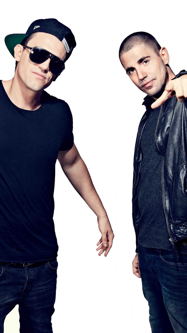 Men black shirts hats pointing free wallpaper for mobile - medium preview image