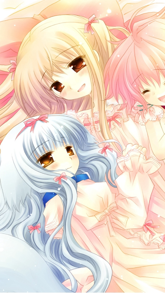 Anime girls long hair blue #10 free wallpaper for mobile - medium preview image