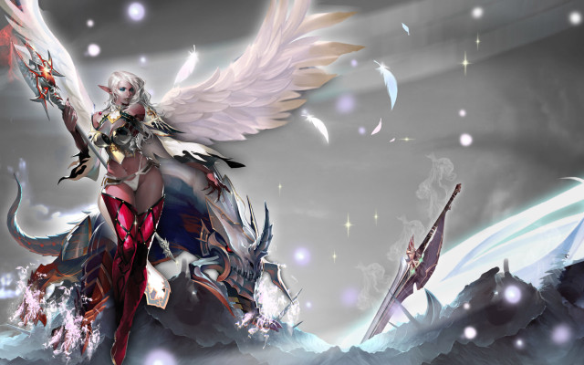Woman wings horse sword image free wallpaper for desktop - medium preview image