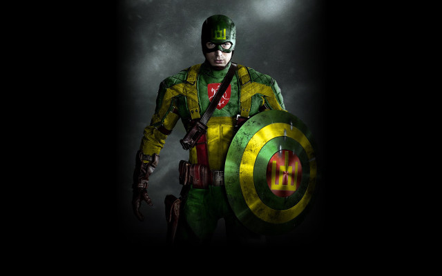 Man green yellow costume shield #2 free wallpaper for desktop - medium preview image
