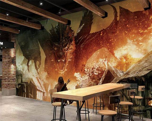 Dragon demon mural restaurant wooden free wallpaper for desktop - medium preview image