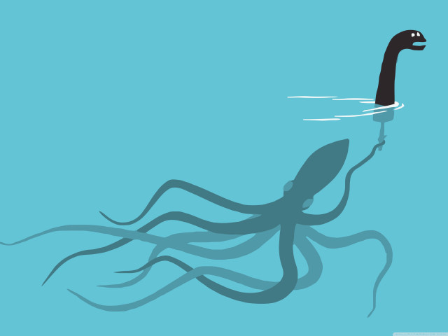 Black white octopus swimming blue #3 free wallpaper for desktop - medium preview image