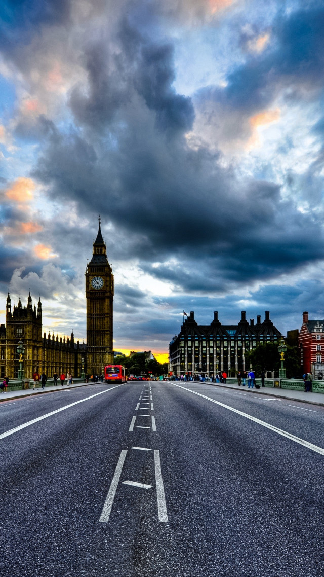Street clock tower cloudy sky free wallpaper for mobile - medium preview image