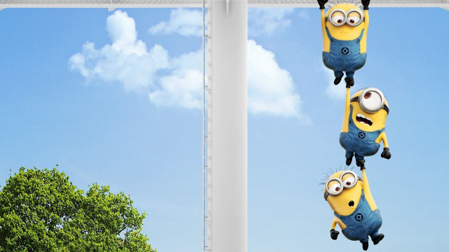 Minions hanging pole sky background free wallpaper for desktop - medium preview image