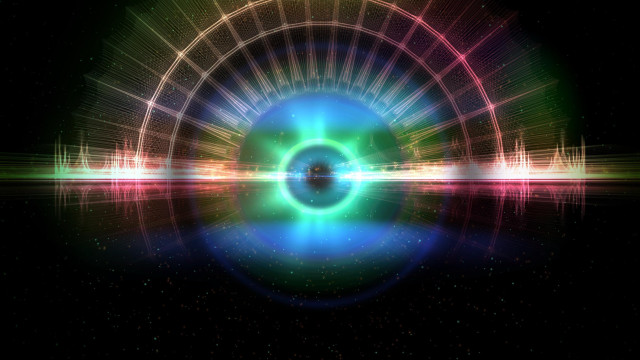 Colorful circle sound waves black free wallpaper for desktop - medium preview image