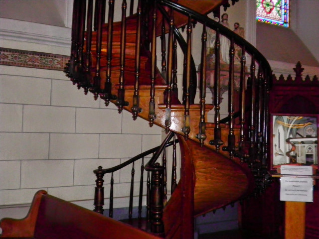 Wooden spiral staircase church stained free wallpaper for desktop - medium preview image