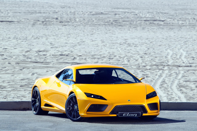 Yellow sports car beach road #2 free wallpaper for desktop - medium preview image