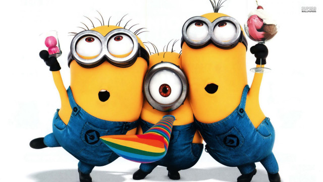 Minions rainbow donut cupcake three free wallpaper for desktop - medium preview image
