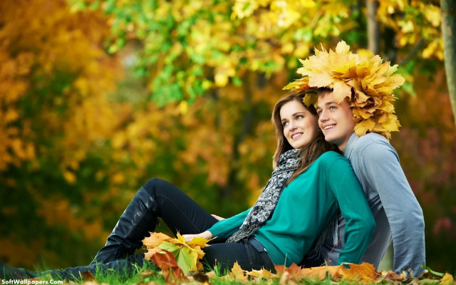 Two people sitting leaves heads #3 free wallpaper for desktop - medium preview image