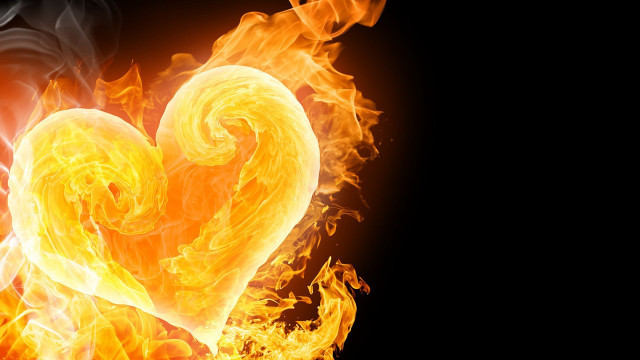 Heart shaped fire flames black free wallpaper for desktop - medium preview image