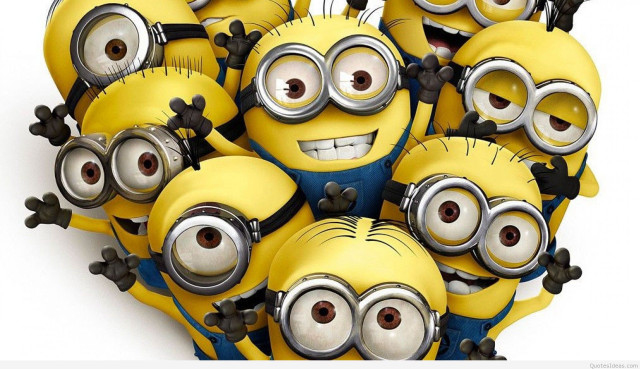 Minions heart shape eyes closed free wallpaper for desktop - medium preview image