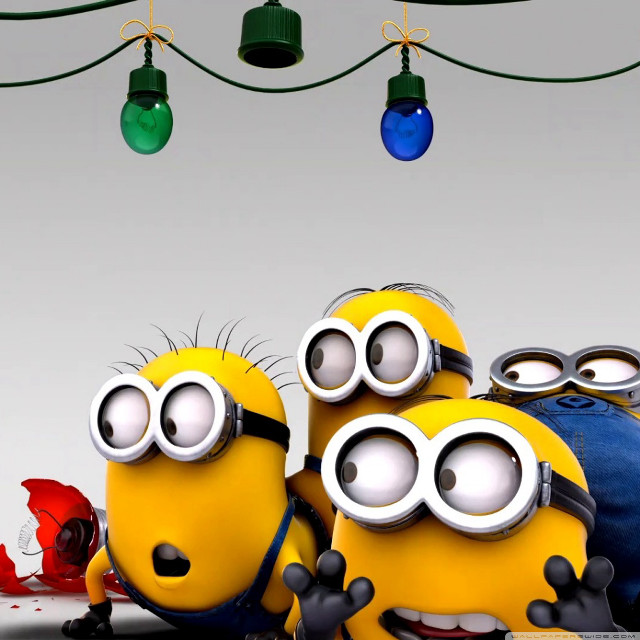 Minions hanging lights christmas tree free wallpaper for tablet - medium preview image