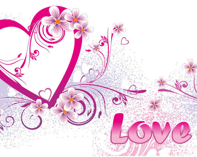 Pink heart love floral cherryblossom free wallpaper for desktop - medium preview image