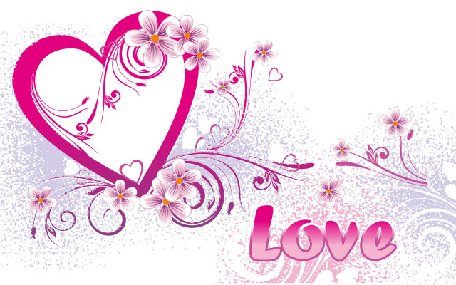 Pink heart flowers love white free wallpaper for desktop - medium preview image