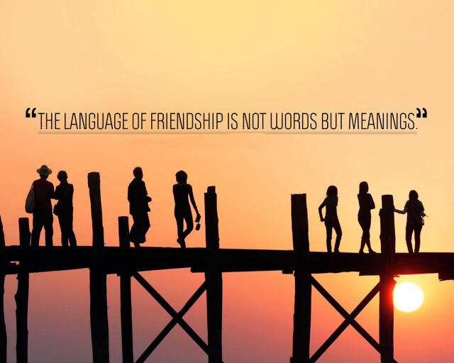 Friendship bridge sunset people quote free wallpaper for desktop - medium preview image