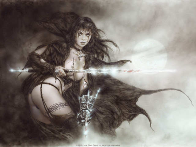 Woman sword demon arm battle free wallpaper for desktop - medium preview image