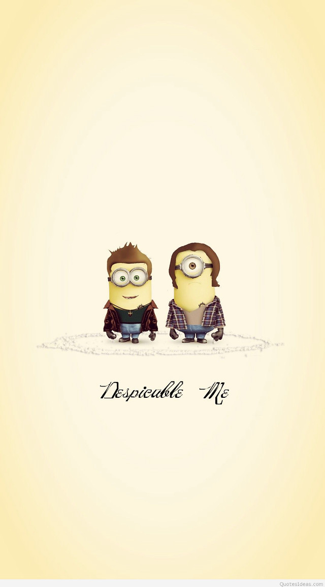 Minions sitting yellow background despicable free wallpaper for mobile - medium preview image