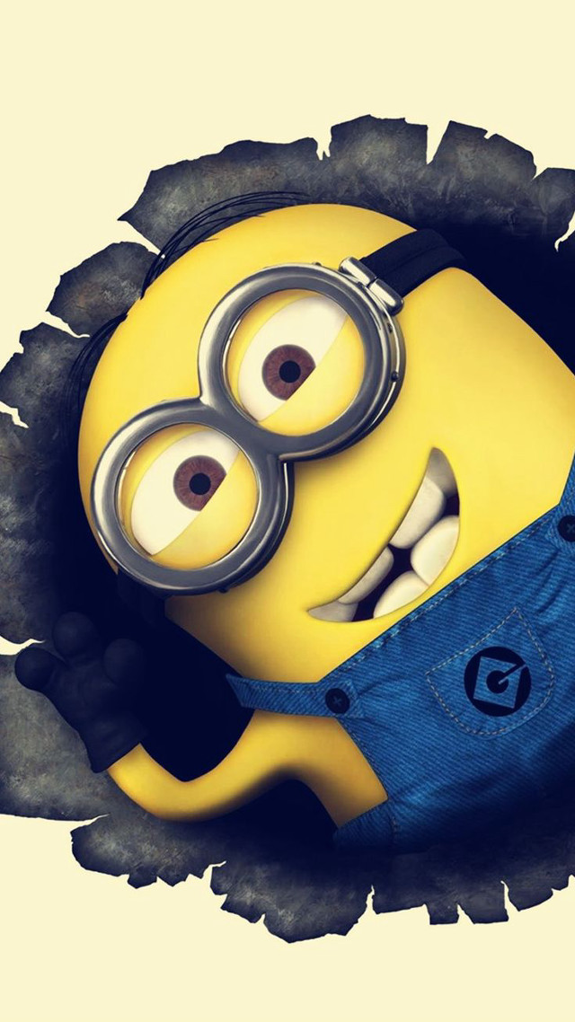 Minion glasses peeking hole head free wallpaper for mobile - medium preview image