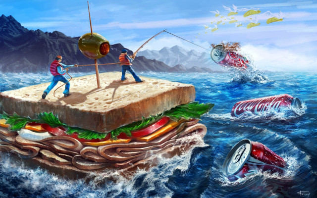 Fishing sandwich ocean soda fish free wallpaper for desktop - medium preview image