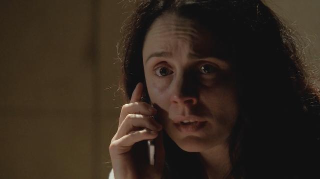 Woman talking cell phone window free wallpaper for desktop - medium preview image