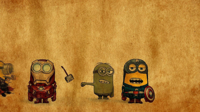 Cartoon characters standing line brown free wallpaper for desktop - medium preview image