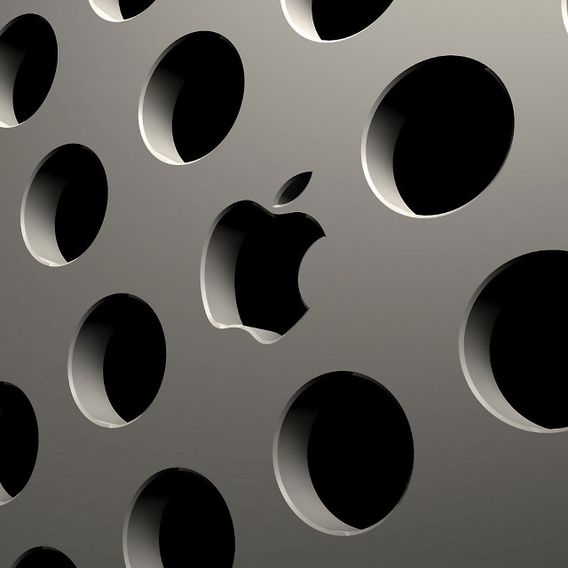 Metal surface holes apple logo free wallpaper for tablet - medium preview image