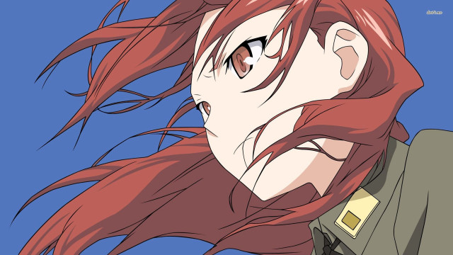 Woman red hair green jacket free wallpaper for desktop - medium preview image