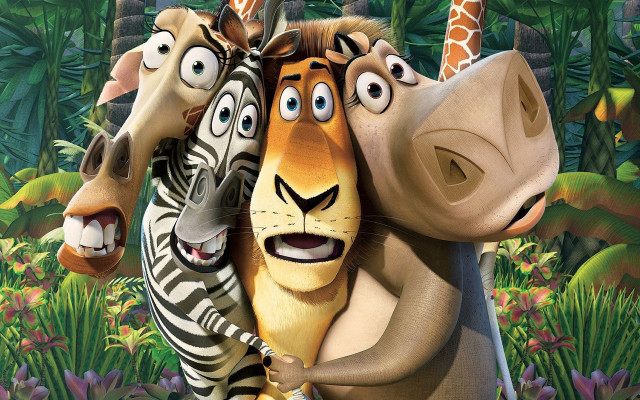 Cartoon zebra giraffe jungle together free wallpaper for desktop - medium preview image