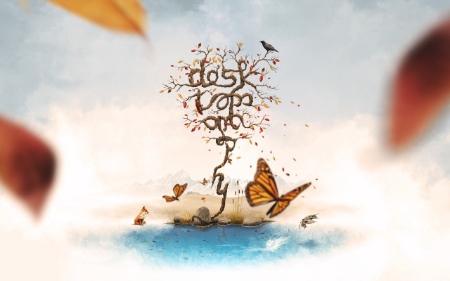 Tree butterflies lost hope painting free wallpaper for desktop - medium preview image