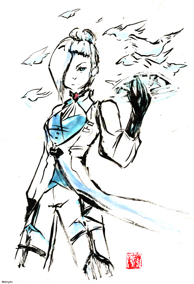 Woman bird ink drawing clarice free wallpaper for mobile - medium preview image