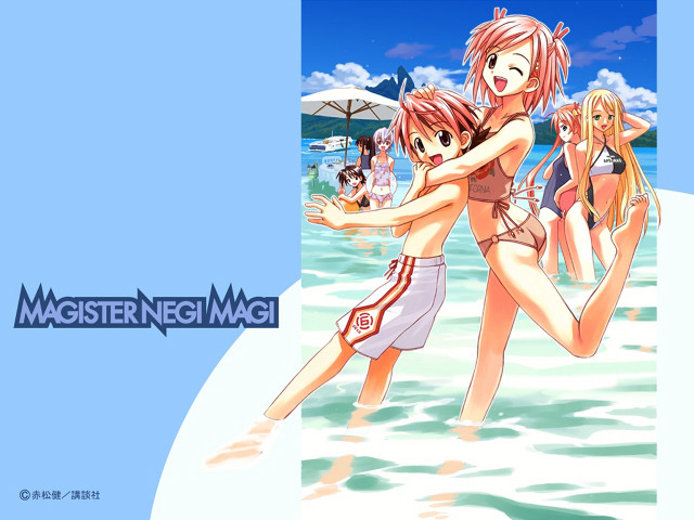 Beach anime girls blue sky free wallpaper for desktop - medium preview image