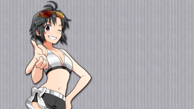 Woman bikini sunglasses peace sign free wallpaper for desktop - medium preview image