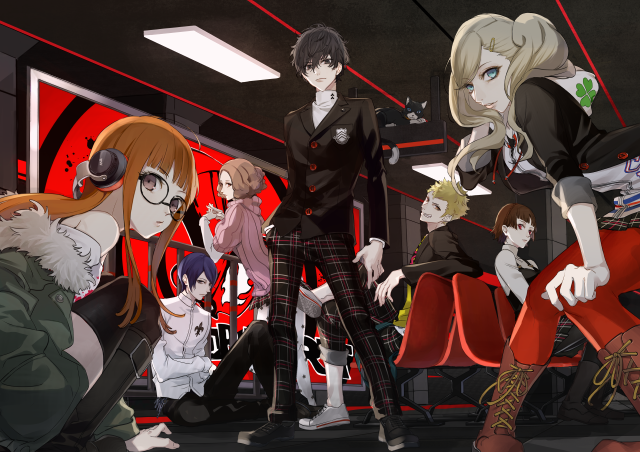 Anime characters red light black free wallpaper for desktop - medium preview image