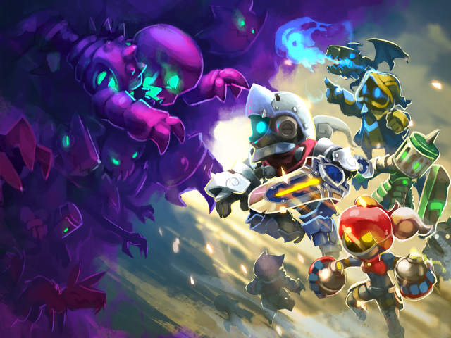 Cartoon characters game purple background free wallpaper for desktop - medium preview image