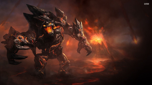 Demonic creature dark forest flames free wallpaper for desktop - medium preview image