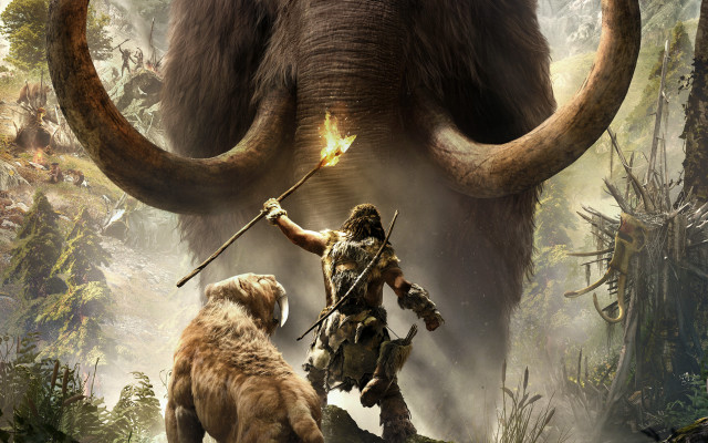 Man spear mammoth forest dog free wallpaper for desktop - medium preview image