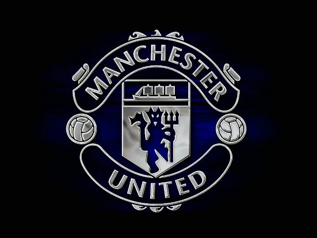 Manchester united logo blue light free wallpaper for desktop - medium preview image
