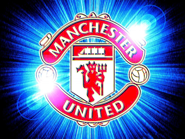 Manchester united logo blue red free wallpaper for desktop - medium preview image