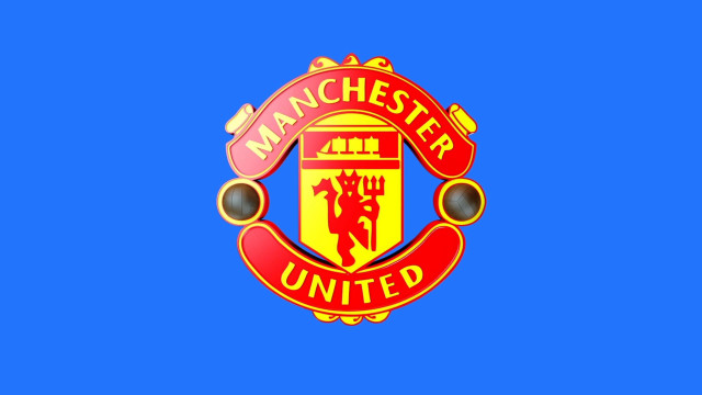 Manchester united emblem blue background free wallpaper for desktop - medium preview image