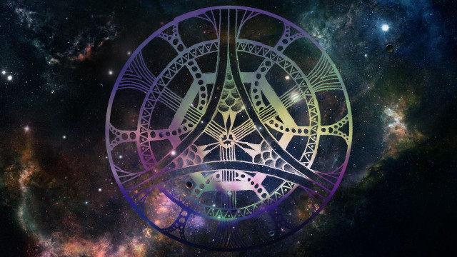 Psychedelic symbol galaxy background stars free wallpaper for desktop - medium preview image