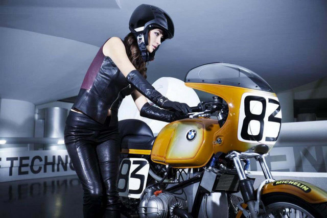 Woman leather outfit motorcycle helmet #2 free wallpaper for desktop - medium preview image