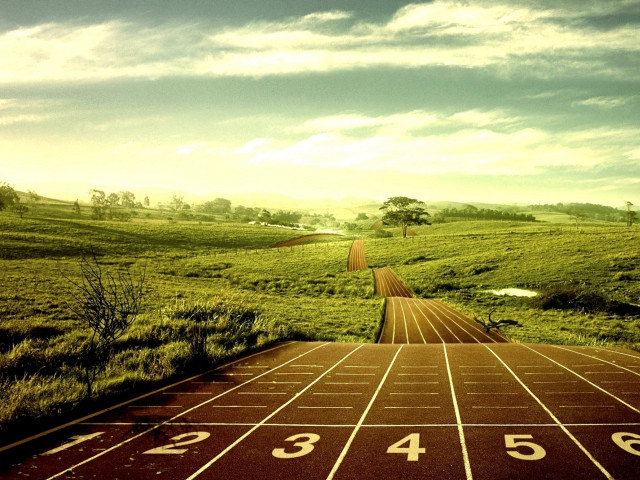 Running track numbers field sky free wallpaper for desktop - medium preview image