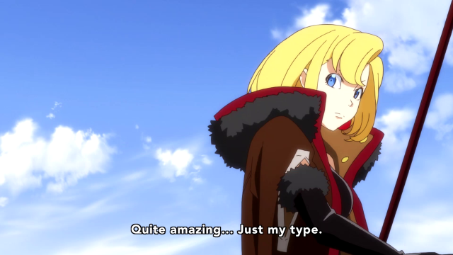 Blonde woman red coat black free wallpaper for desktop - medium preview image