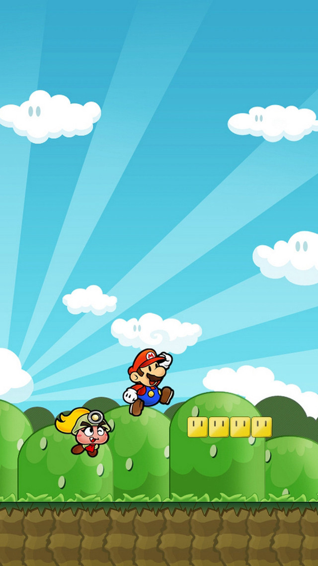 Mario running ground blue sky free wallpaper for mobile - medium preview image