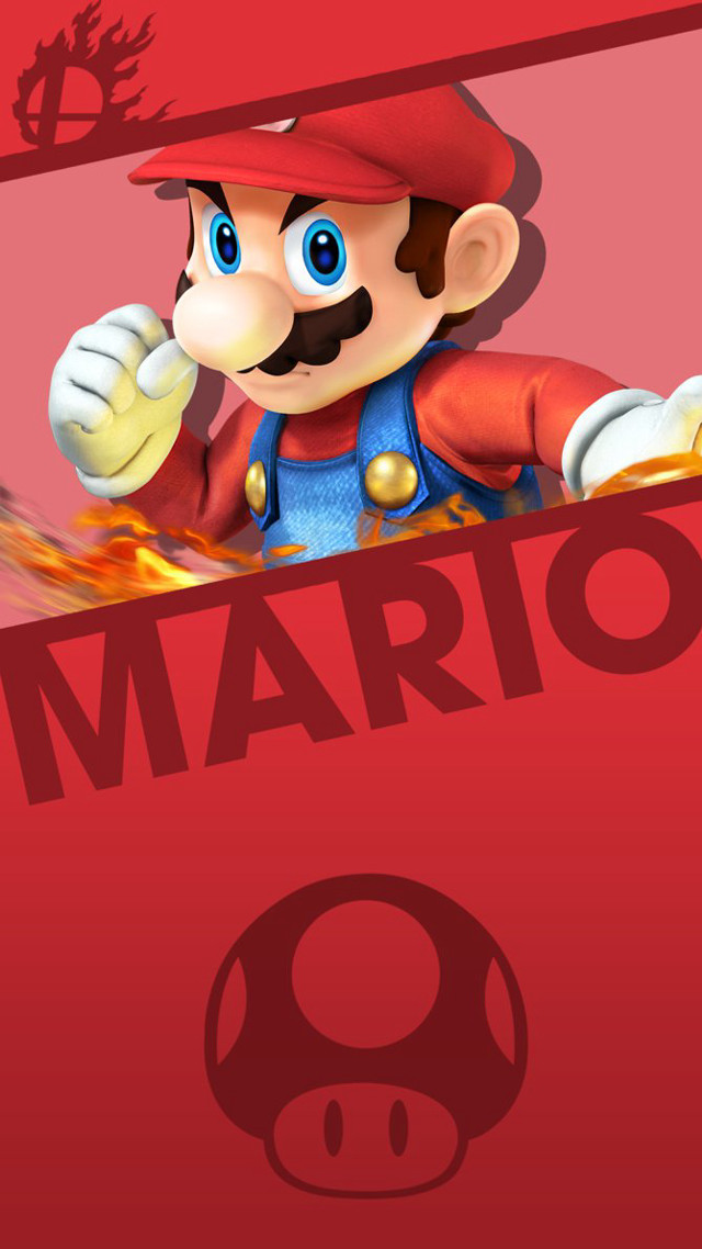 Mario holding sign red background free wallpaper for mobile - medium preview image