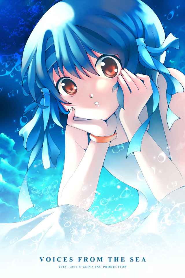 Blue haired girl underwater mermaid free wallpaper for mobile - medium preview image