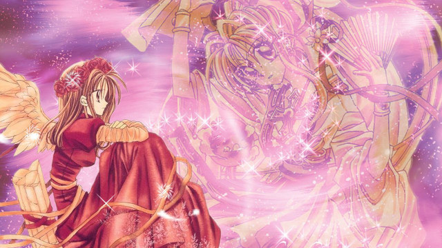 Angelic red dress wings starry free wallpaper for desktop - medium preview image