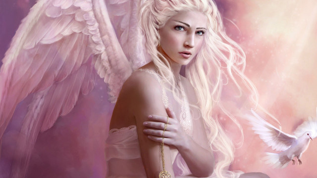 White dove fantasy angel wings free wallpaper for desktop - medium preview image