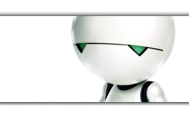 White robot green eyes black free wallpaper for desktop - medium preview image